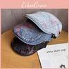 Washed Denim Retro Beret With Pattern Design For Womens Daily Outing Casual