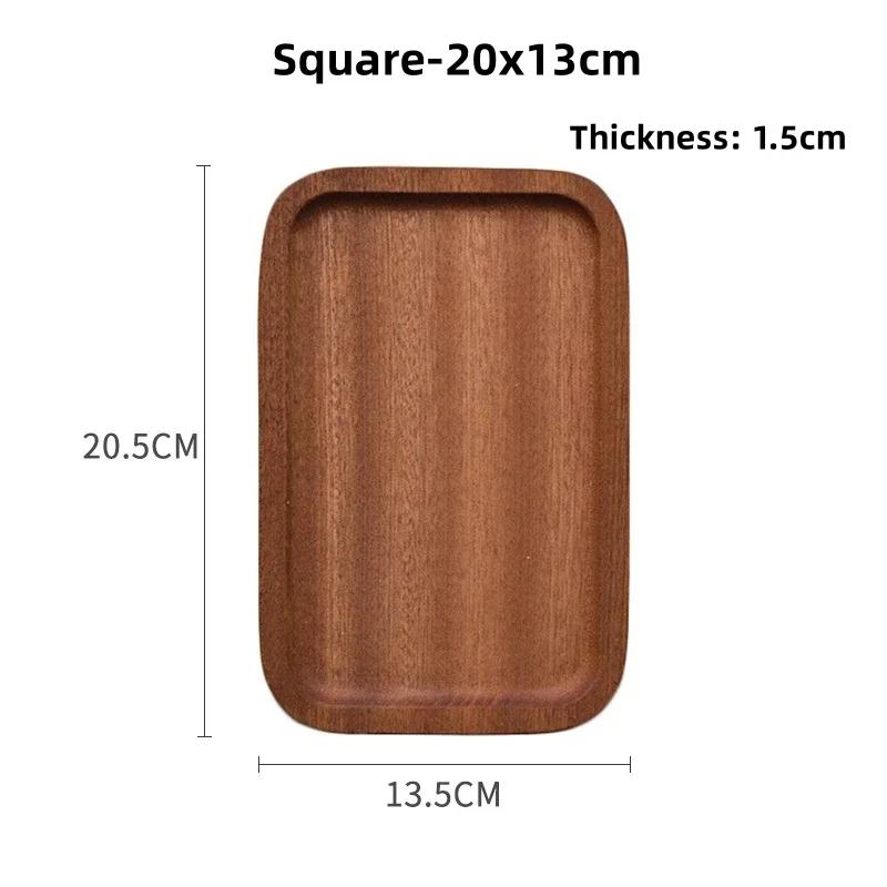 Wooden Tea Tray Household Wooden Fruit Tray Solid Wood Decorative Plate Bread Desserts Snacks Cake Plate Desktop Storage Tool