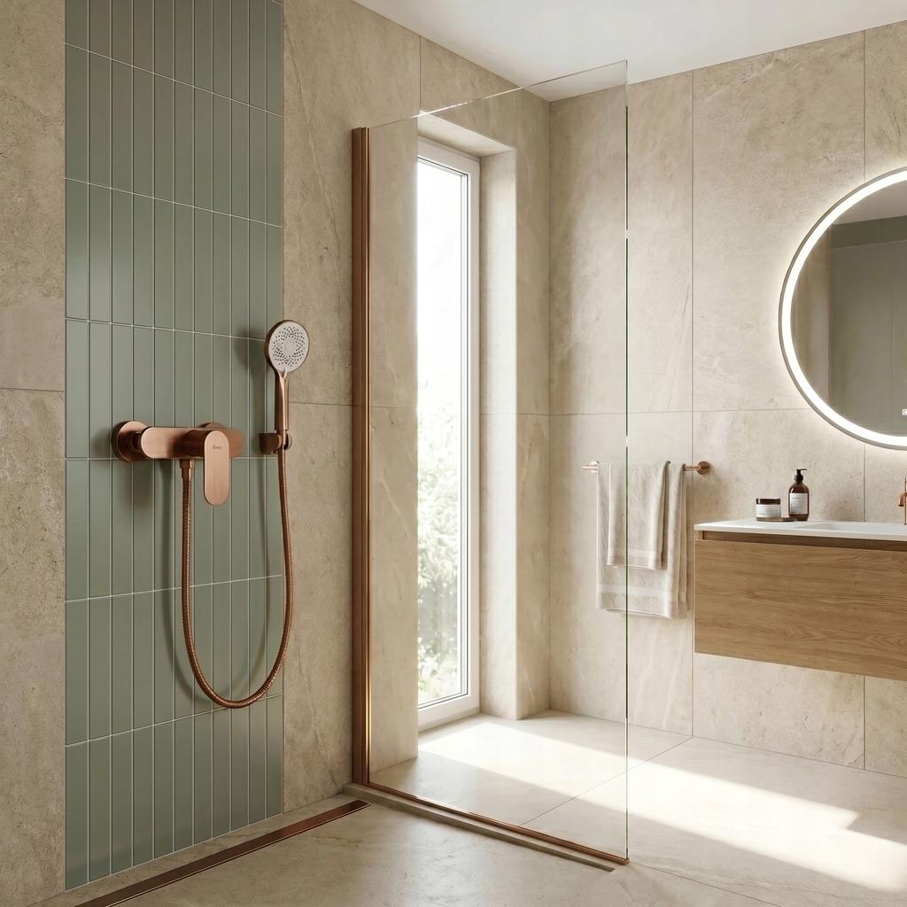 Rea Drop Brushed Copper Single-Lever Wall-Mounted Shower Faucet