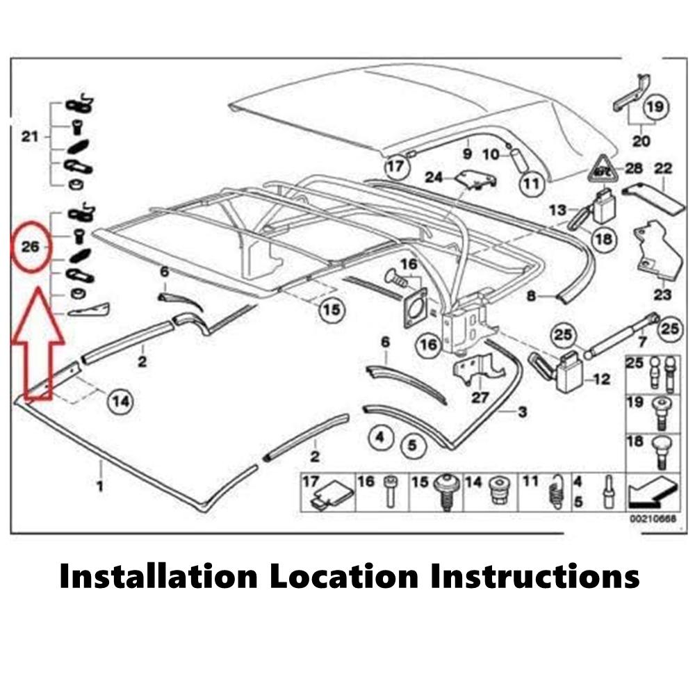 54317135351 Комплект для ремонта стойки C складной крыши для BMW E46 323ci M3 330ci 325ci 2000-2006 Комплект для ремонта люка в сборе