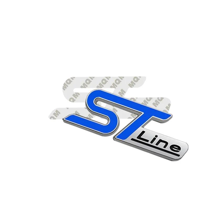 3D Metal ST Line Logo Car Front Grille Emblem Rear Trunk Sticker Badge Decals for Ford ST Fiesta Focus Mondeo Kuga Ranger