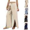 Women's Fashion Casual Solid Color Elastic Waist Loose Straight Casual Pants