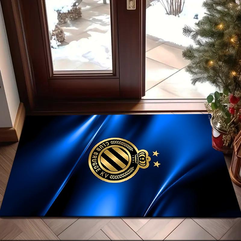 1PC FC Brugge Crest Rug Game Carpet, Floor Mat for Bedroom Living Room Entryway Rug, Home Decor Idea Gift for Christmas birthday