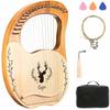 Portable 19-String Wooden Lyre Harp with Metal Strings, Compact Mahogany Tuning Stringed Instrument for Beginners, Holiday Gift for Kids (Wood Color)