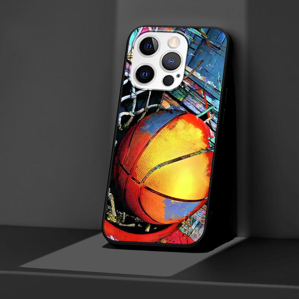 Баскетбольное кольцо Спортивный чехол для Apple iPhone 14 11 7 SE 2020 8 X XS 13 12 Mini XR 15 Pro Max Силиконовый Черный Мягкая крышка для телефона