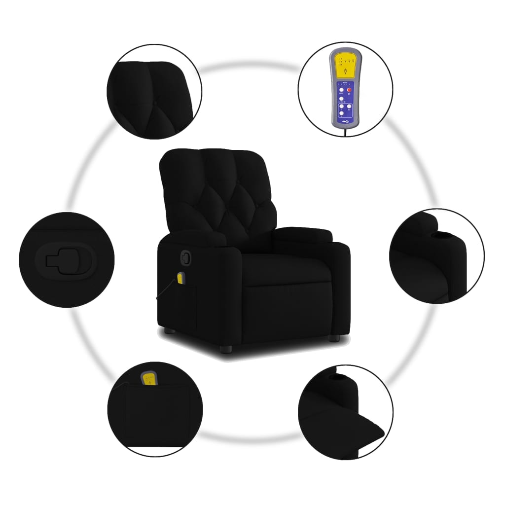 Massage Relax Chair Black Fabric