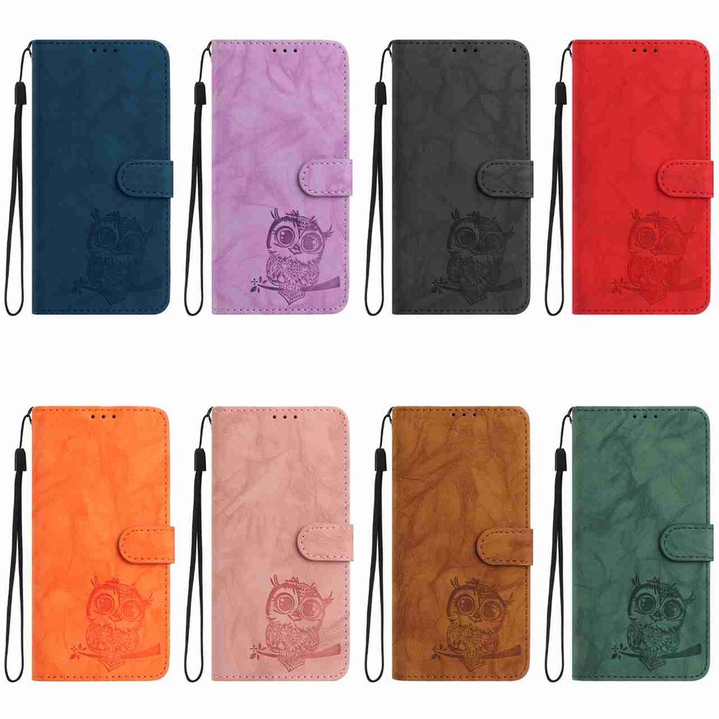 Восьмицветный рельефный чехол-кошелек с совой для Samsung Galaxy A12 A15 A26 S20-S25..., откидной дизайн с отделениями для карт
