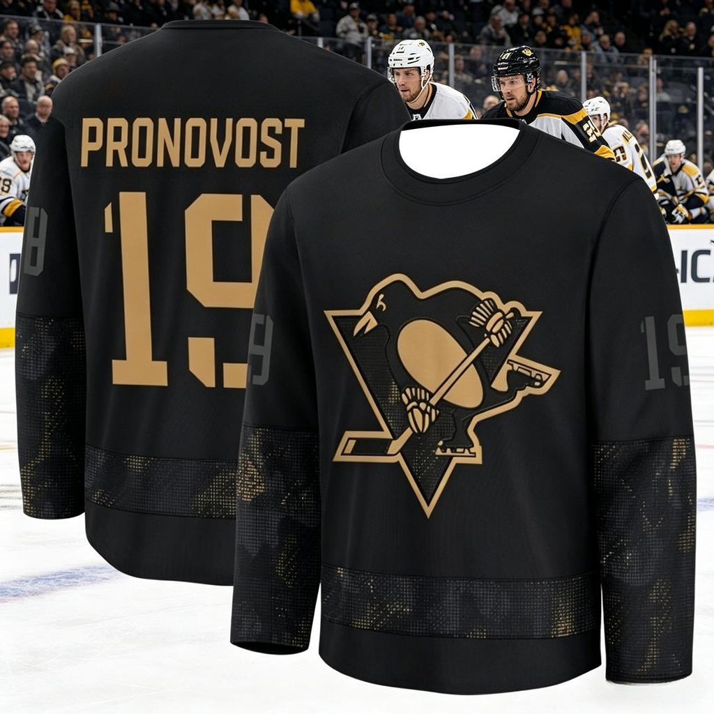 Unisex Ice Hockey Training Suit - Penguin Team 3D Printed Breathable Moisture-Wicking Black Long-Sleeved Basketball Jersey Kids