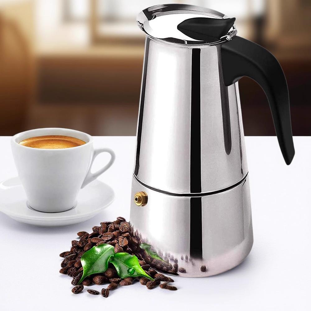 Stainless Steel Mocha Coffee Pot Kettle Stove Top Maker Classic Espresso Latte Cafe for Home Camping and Restaurant Bar Tools