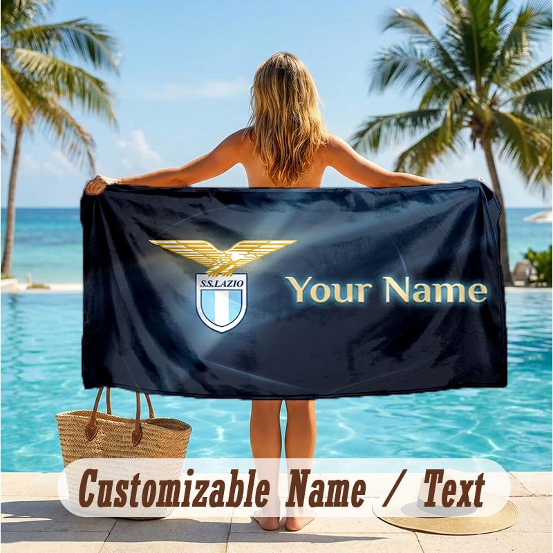 Custom Text Beach Towel, Soft Absorbent Swimming Multi-use TowelLazio FC