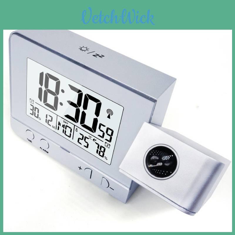 Projection Digital Alarm Clock With Humidity And Moon Phase For Bedroom And Office Spaces