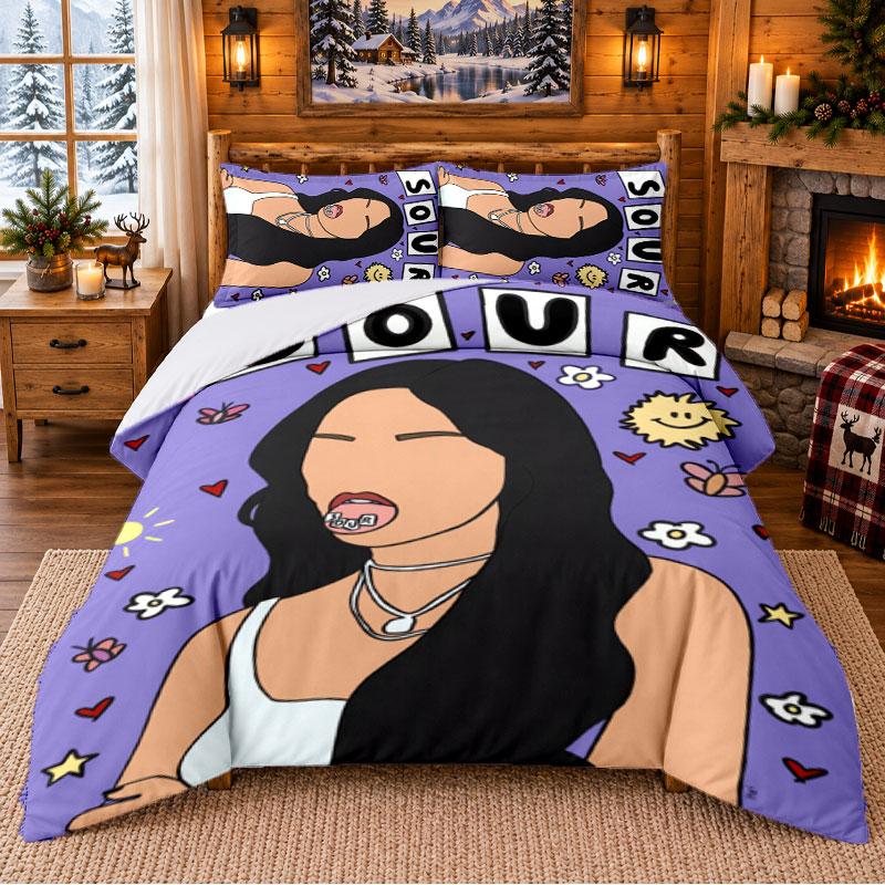 Olivia Rodrigo Pattern Bedding 3Pcs Set Bed Sheet And Pillowcases For Indoor Bedroom