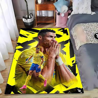 Yellow Soccer Star Carpet Designed Floor Mat, Suitable As a Non-slip Mat for the Living Room or Bedroom Sofa