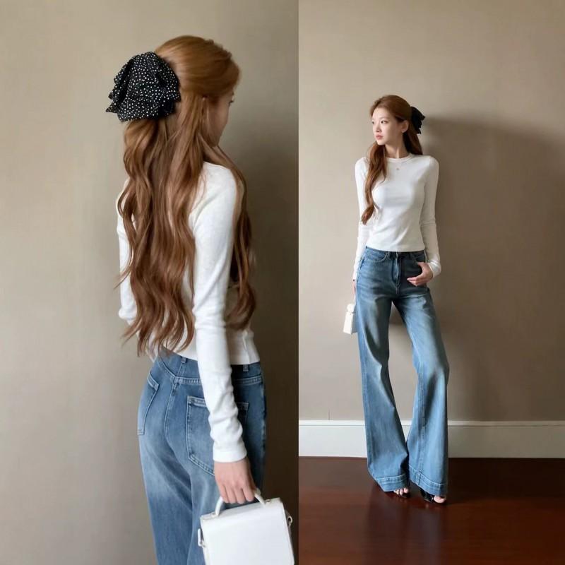 Womens Slim Fit Long Sleeve T-Shirt Basic Casual Round Neck Top Daily Wear