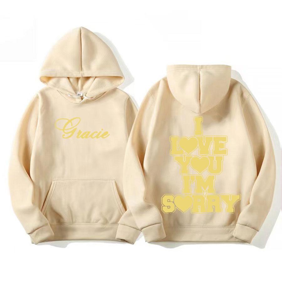 Я люблю тебя Прости меня Грейси Абрамс Осень и Зима Принт Свитер Худи Мужская Мода Повседневный Оверсайз