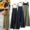Women Casual Solid Jumpsuits Spaghetti Straps Wide Leg Pants Oversized Dungaree Bib Overalls
