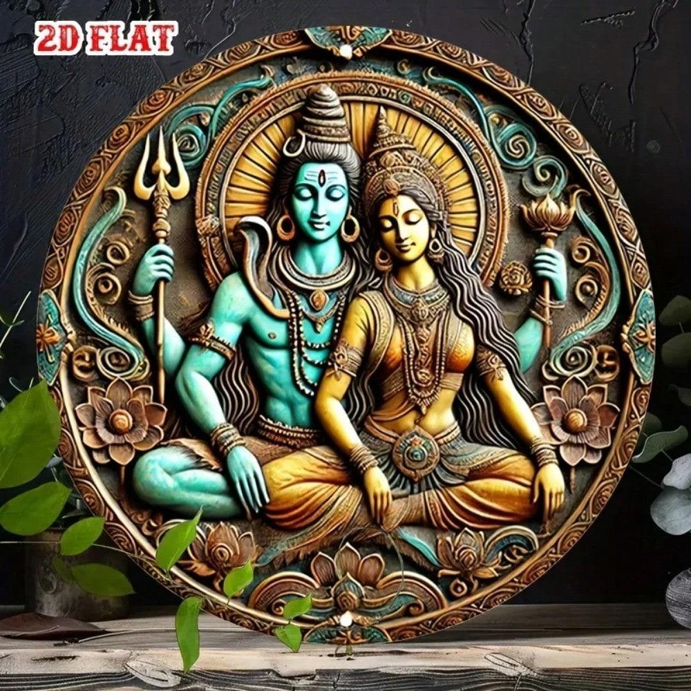 Религиозный Металлический Настенный Декор Круглый Знак Богини Шивы Домашний Декор Рустик