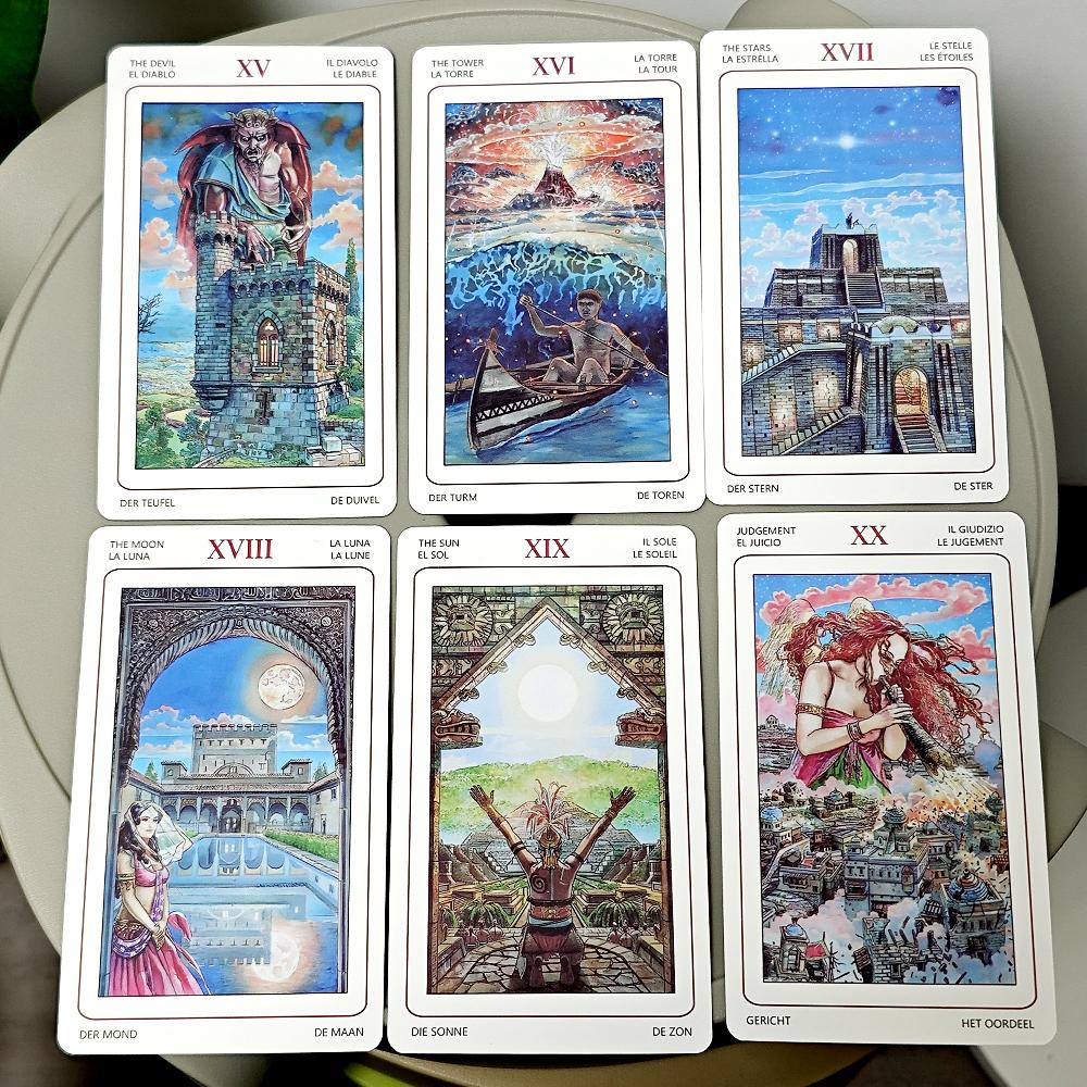 12*7cm 78 Pcs Sacred Sites Tarot Colorful Tarot Cards Connect with The Age-old Wisdom of Temples, Shrines, and Sacred Places