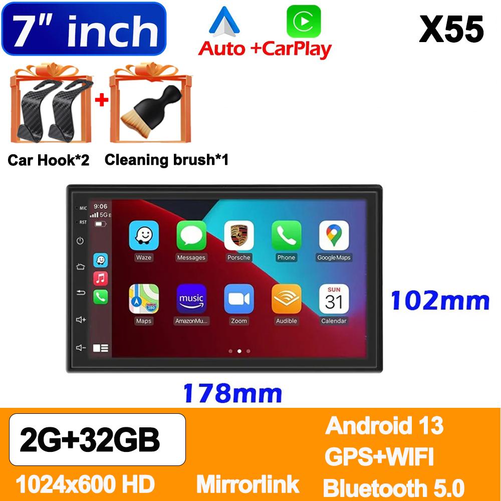 Android13 7 9 10 Inch Car Radio GPS 2 Din Radio Stereo Receiver Player 64G Multimedia Player Wireless CarPlay Android Auto Gift