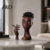Home Decor Incense Burner Holder, Black Woman Head Sculpture, Multifunctional Desk Handcrafted Aromatherapy Suitable for Bedroom and