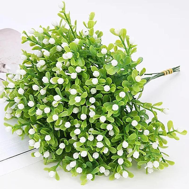 12 шт. Короткие ветки Искусственные зеленые растения Пять головок Миланский цветок Пластик Наружное украшение сада
