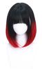 Straight Full Wig, Bob, Mori Girl, Dreamy, Cute, Heat-resistant, Semi-long, Cosplay, Lolita Style, Everyday Wear, Black and Red Gradient Wig