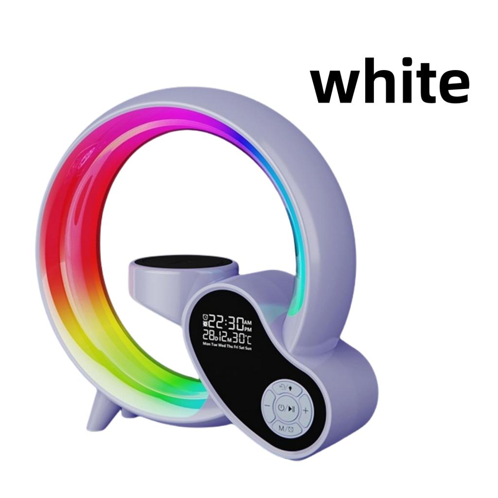 Smart Night Light For Kid Bedroom Bedside Wake Up Alarm Clock Atmosphere Light Multifuction Bluetooth Speaker Wireless Charger