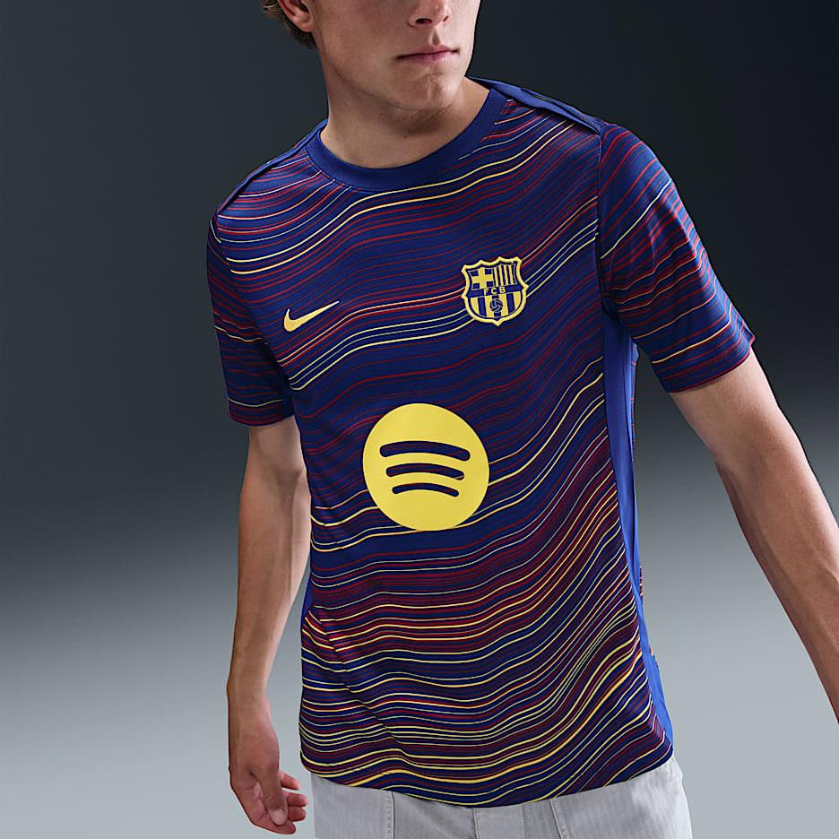Nike Полосатая приталенная футболка с круглым вырезом и коротким рукавом для футбола, мужская, топы HJ7142-456