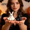 Современная центральная композиция стола Хэллоуинская фигурка призрака 3D-печать Милая статуэтка с кроликом Минималистичная Черно-белая фигурка Ухо Жуткое Настольное украшение
