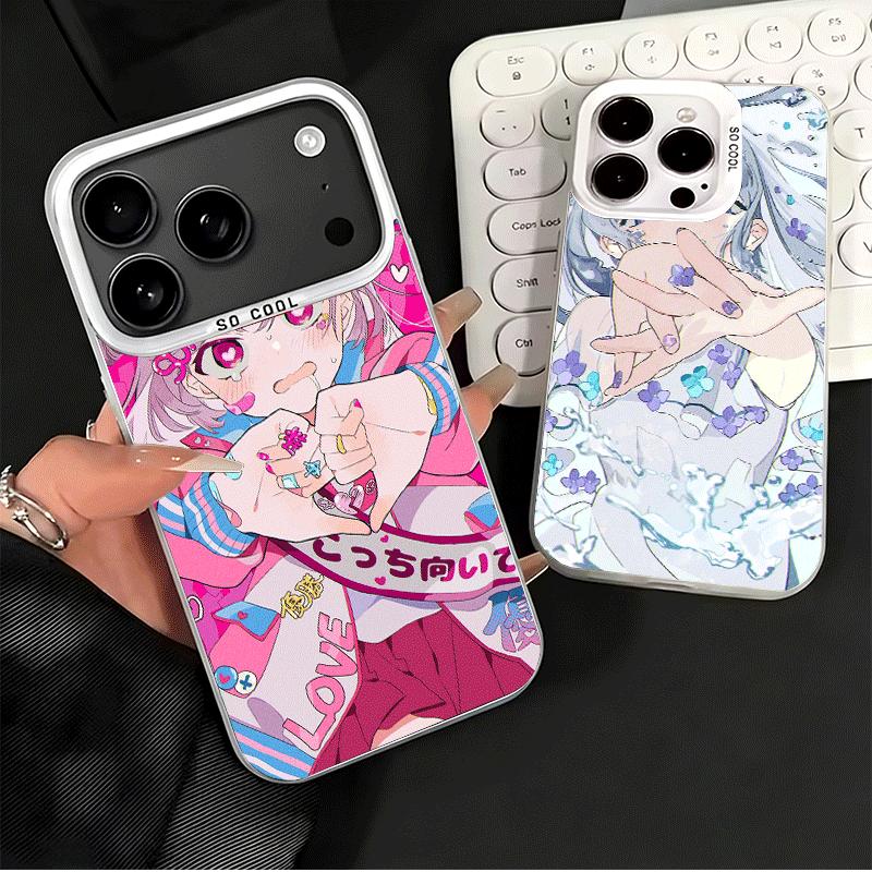 Аниме Кавайная Девушка Инста-Стиль Мягкий Чехол для Телефона для iPhone 15 16 17 Pro Max 17Air 16E 14 Plus 13 12 Mini Ударопрочный Чехол Задняя Панель