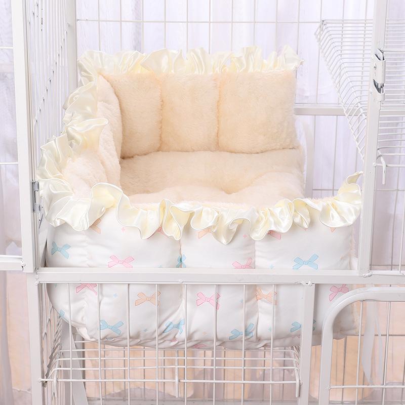 Зимняя плюс бархатная и утолщенная клетка для кошек, привязывающее гнездо, ограждение для клетки для кошек, чтобы сохранять тепло, ремни для гнезда для кошек могут закрепить коврики для кошек