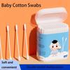 200 Pcs Dual Tips Baby Cotton Swab Extra Thin Stem Ear Wax Spoon Sterile Cotton Buds Newborn Infant