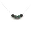 Stones and Minerals. Matte Black Onyx Pearl Necklace + 8 Mm Congo Malachite Stainless Steel Chain.