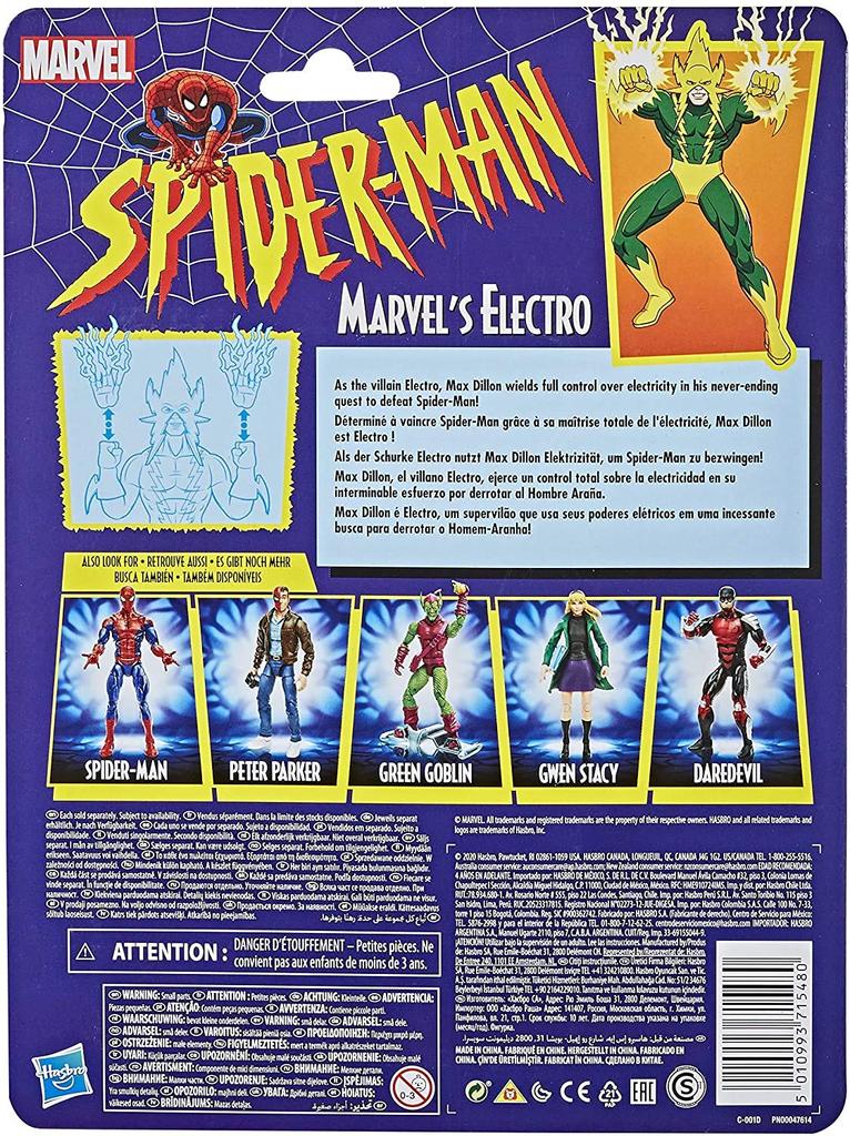 Hasbro Marvel Legends Коллекционная фигурка Электро Игрушка Ретро Коллекция E9318 Оригинальный Человек-Паук 6 дюймов