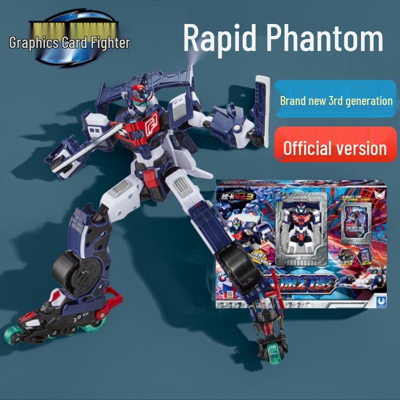 Оригинальный Flash Card Fighter 3: Красный Король Душ Фантом Робот-трансформер Быстрая Трансформация Игрушка