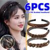 6/4/2/1PC Braided Twist Headbands Wide Fishbone Braids Pearl Hairbands Handmade Head Hoop Hair Styling Headwear Accessories Gift For Women Girls