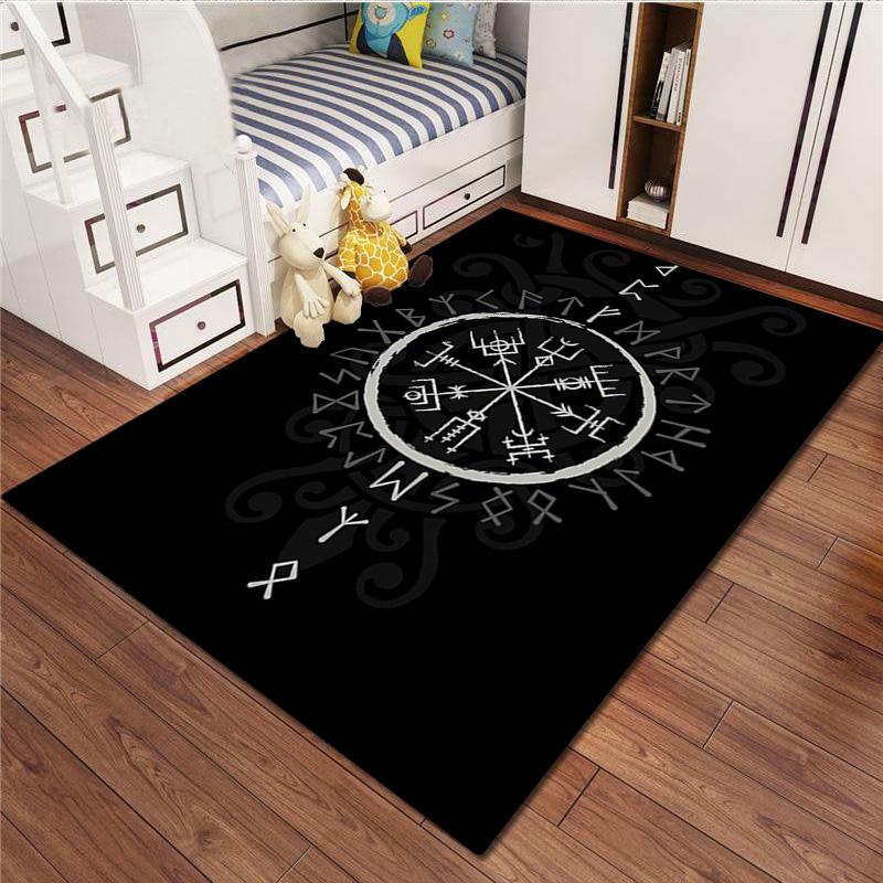 1Pc Viking runes Print Rug - home decoration Carpet For Living Room Bedroom Flooring Computer Chair Area Rug