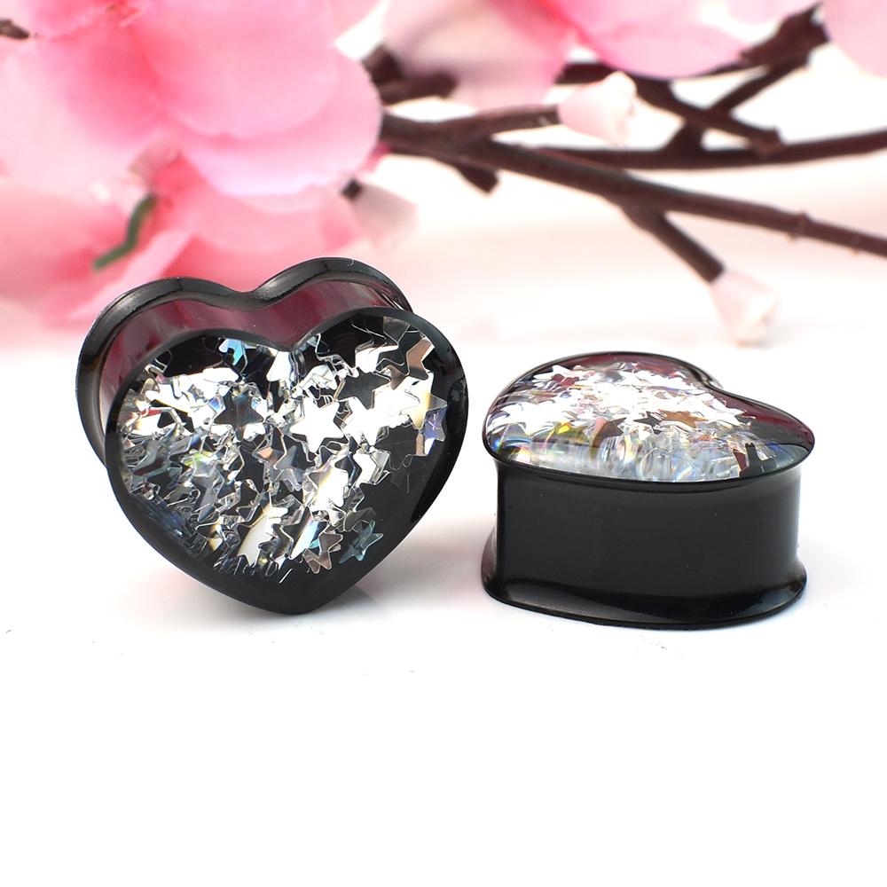 2 шт. 8-30 мм, черное сердце, ушные туннели, манометры, расширитель, расширитель, пирсинг, украшения для женщин и мужчин