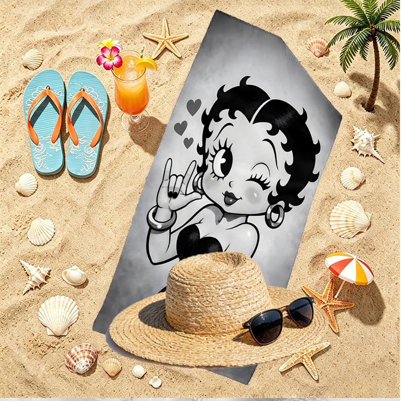 Betty Boop Print Beach Towel, Versatile Lightweight Absorbent Beach Towel for Pool Surf Yoga Bathroom, Perfect Birthday Holiday Gift
