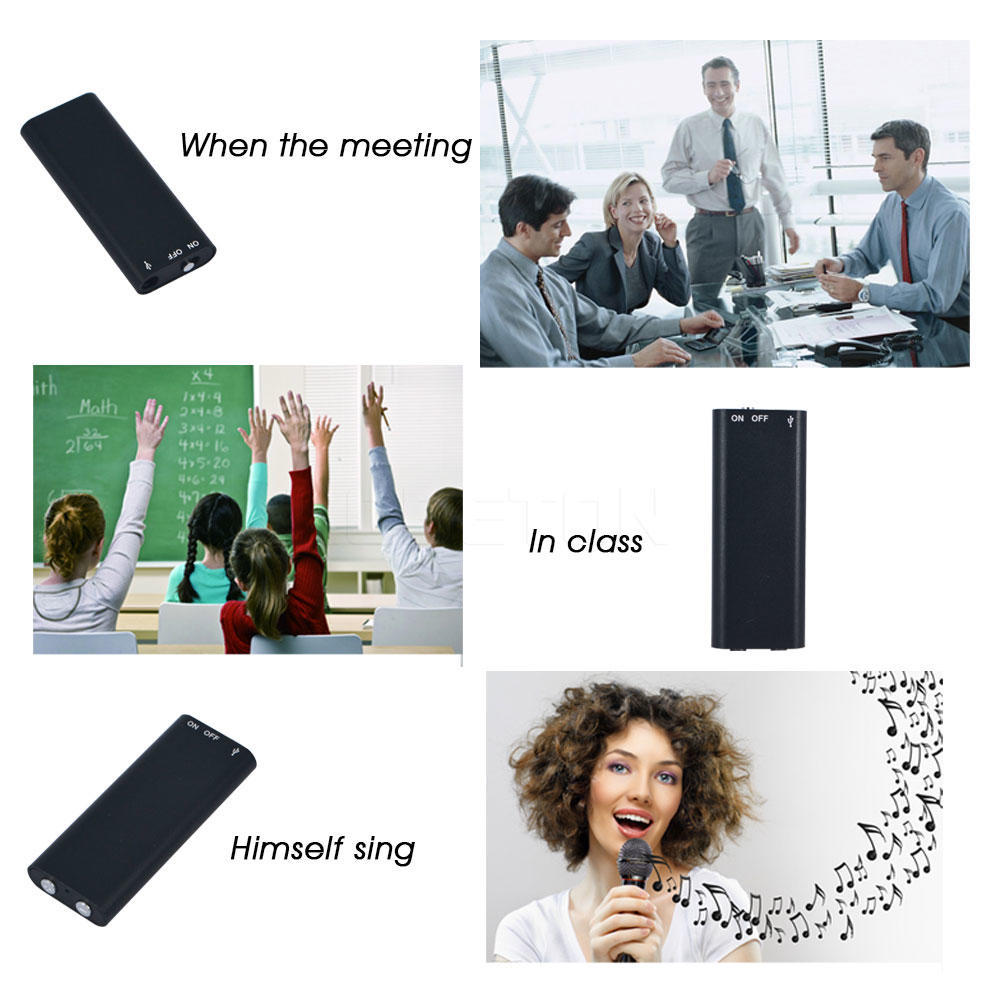 Smallest 8GB Professional Voice Recorder Digital Audio Mini Dictaphone + MP3 Player