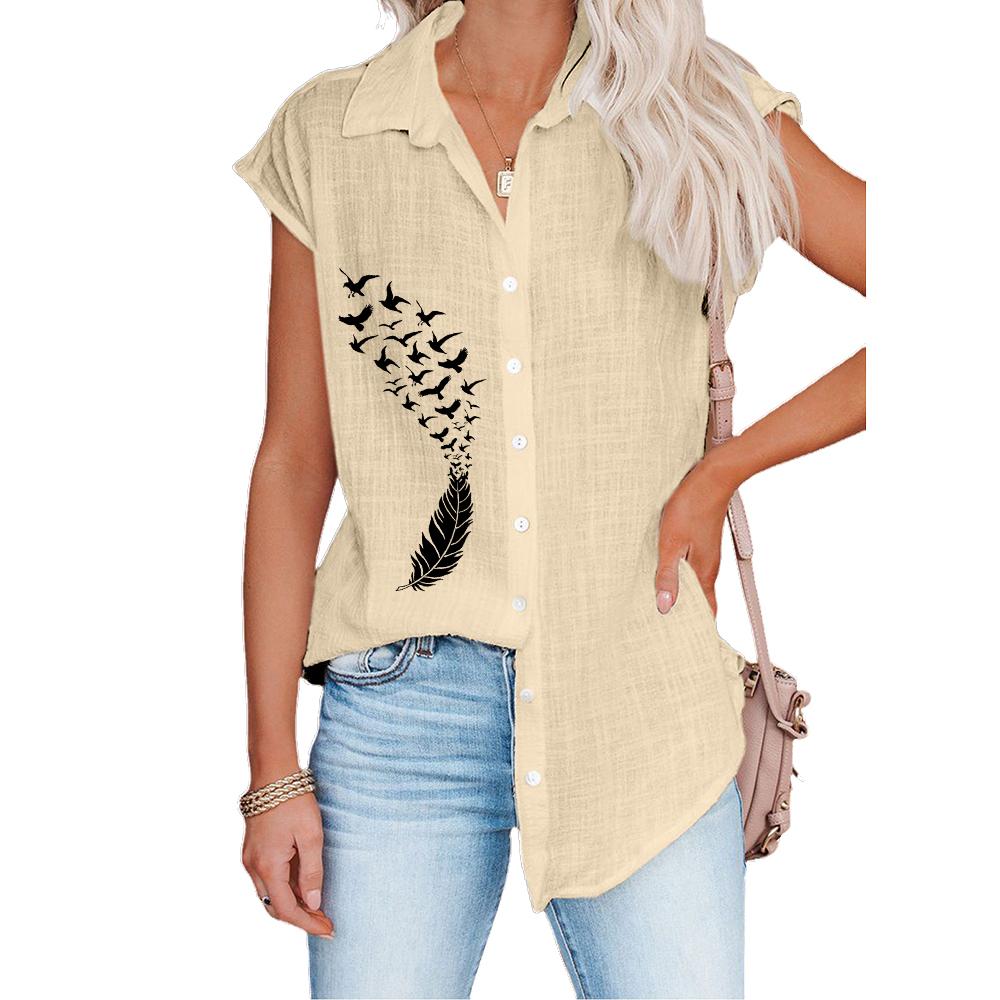 Женская модная футболка с коротким рукавом, весна-лето, повседневные блузки с принтом, тонкие рубашки-кардиганы больших размеров