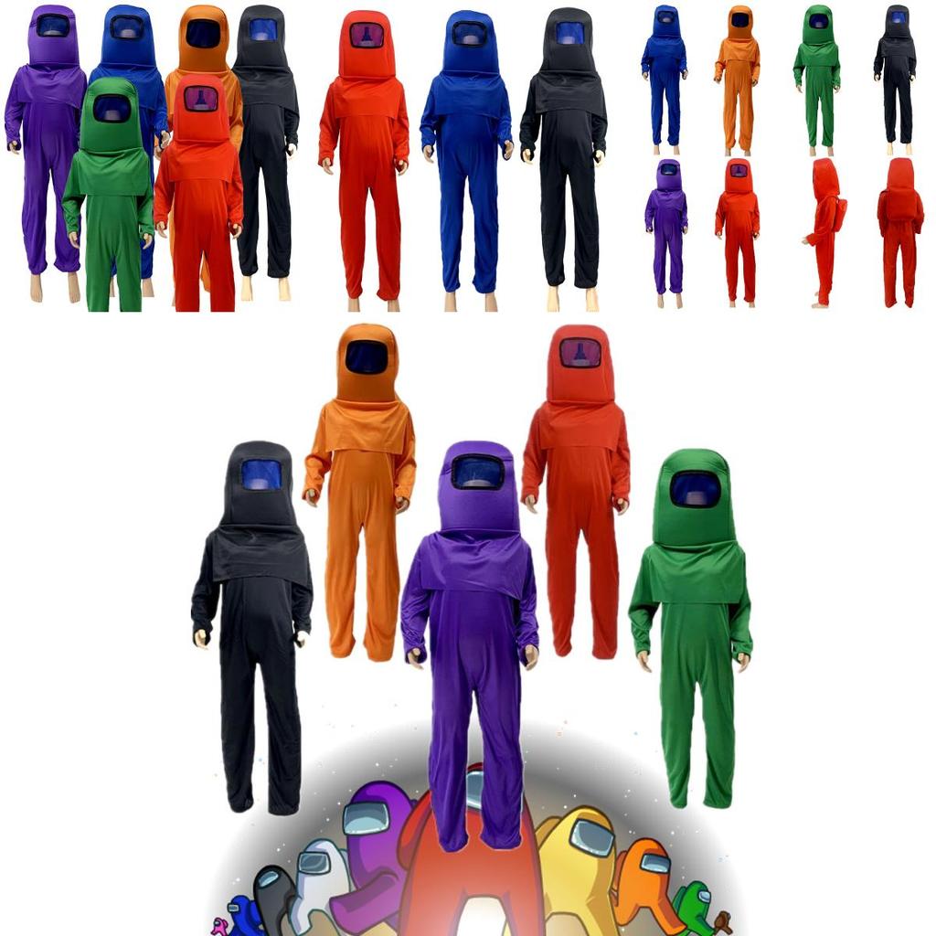 Kids 3pcs Among Us Cosplay Costume Children Halloween Party Show Sets Jumpsuit