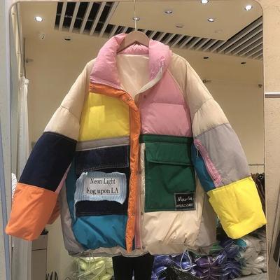 Джинсовые модные 90-летние куртки на белом утином пуху, женские зимние куртки с большим карманом на молнии, лоскутное хлопковое пальто, парки высокого качества, женские