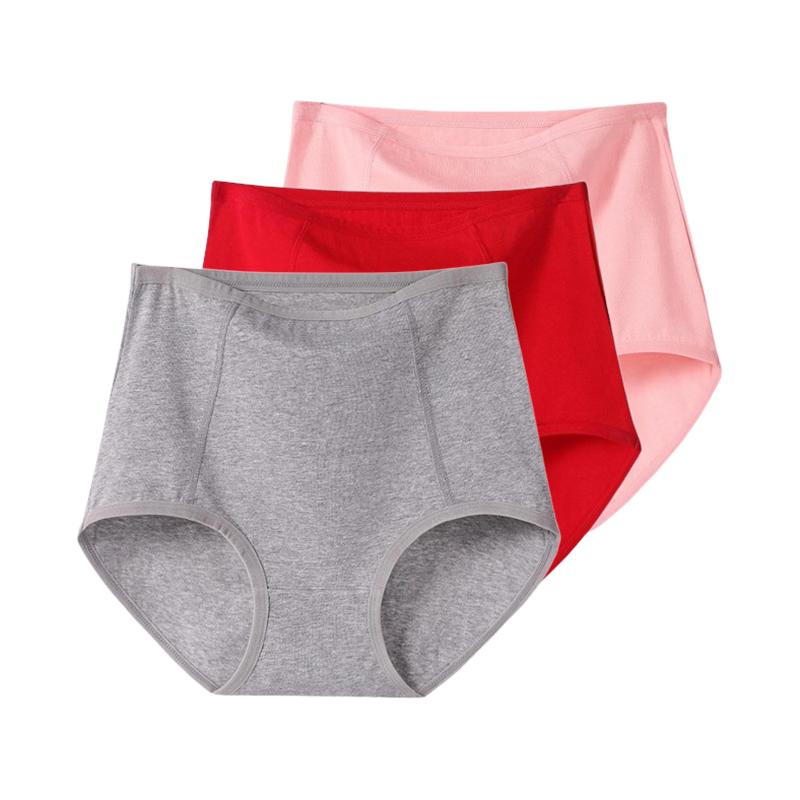 Женские трусики с высокой талией из 3 предметов, хлопковое нижнее белье, дышащие женские трусы большого размера XL-6XL