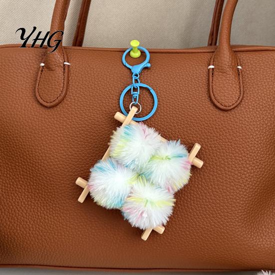 Decorative Bag Charm Fermented Bean Curd Plush Keychain, Fluffy Doufu with Keyring, Backpack Handbag Purse Decoration Accessories