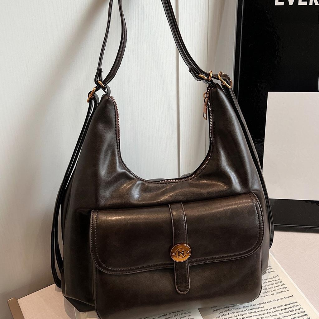 Retro Tote Bag for Women, Large Capacity Shoulder Bag, Crossbody Backpack, Casual Handbag