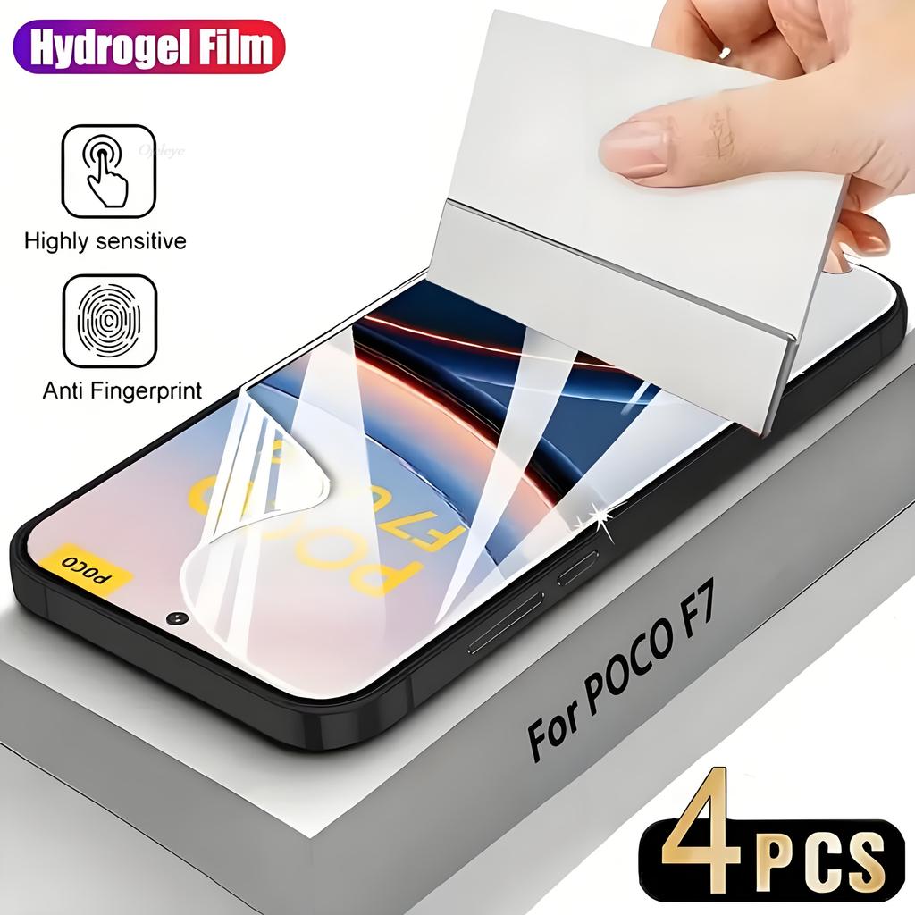 4 шт. Гидрогелевая пленка Full Cover для Xiaomi Poco X7 Pro X6 X5 F5 F6 F7 Pro Защитная пленка для экрана Xiaomi Poco M7 Plus M6 4G C75 C71 C65
