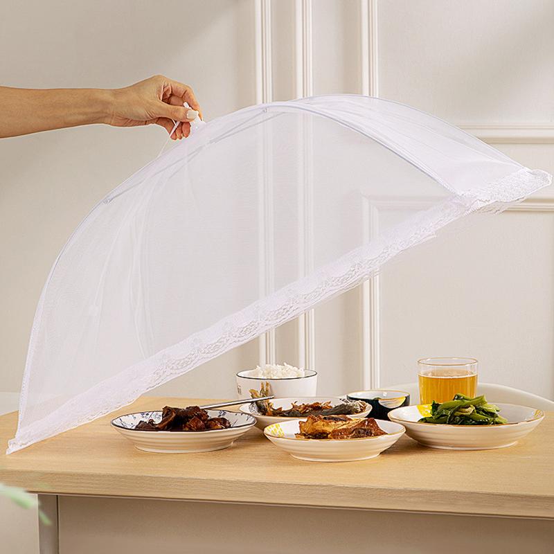 1pc White Square Folding Food Cover Outdoor and Indoor Dust-proof Anti-termite Fly-proof And Insect-proof Food Cover Tools