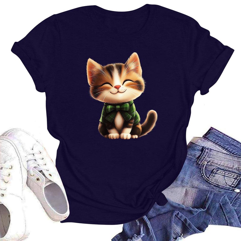 Женская модная футболка с круглым вырезом и коротким рукавом, пуловер