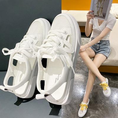 Новая женская белая повседневная обувь, сандалии с рыбьим ротом, металлические декоративные прозрачные дышащие сетчатые туфли, большие Zapatos Para Mujer